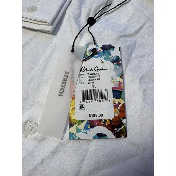 New Robert Graham XL Waycross Paisley Print Long Sleeve Shirt Classic Fit White - Picture 3 of 9
